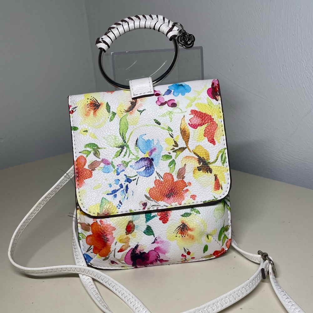 Carlos Santana Women's Flap Crossbody Bag Adjustable  White Strap, Brand Rose